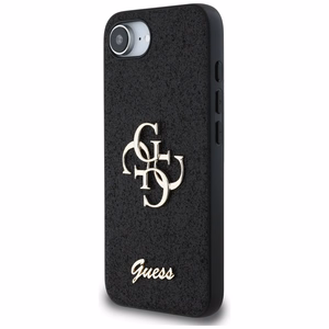 Guess HC Fixed Glitter Big 4G Suojakuori iPhone 16e:lle - Musta