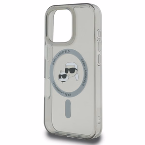 Karl Lagerfeld IML Metal Karl&Choupette Head MagSafe Case for iPhone 16 Pro - Black