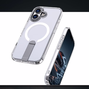 Hybrid Armor X Suojakuori jalustalla iPhone 17:lle, yhteensopiva MagSafen kanssa - läpinäkyvä