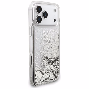 Guess Liq. Glitter Charms Suojakuori iPhone 17 Pro Max:lle - hopeinen