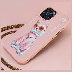 NIMMY Suojakuori GLASSES COOL CAT iPhone 15 Pro Max:lle vaaleanpunainen