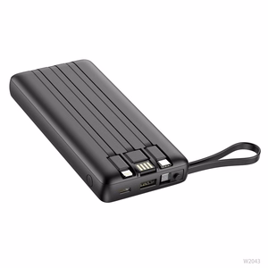 Ulkoinen akku Veger C20 (W2047 / W2059) 20000 mAh sisäänrakennetuilla Micro-USB-kaapeleilla / Type C / Lightning musta