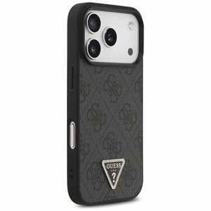 Guess Leather 4G Triangle Strass MagSafe -suojakuori iPhone 18 Pro / 17 Pro – musta