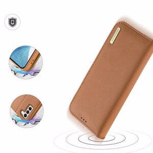 Dux Ducis Hivo Suojakuori Samsung Galaxy S23+ läppäkotelo lompakko jalusta RFID-esto ruskea