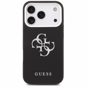 Guess Grained Big 4G Classic Logo suojakuori laitteelle iPhone 17 Pro, musta
