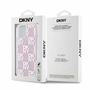 DKNY Liquid Glitter Multilogo Suojakuori iPhone 15 / 14 / 13:lle - vaaleanpunainen