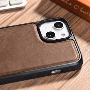 iCarer Nahka Öljyvaha Aitoa nahkaa Kotelo iPhone 14 Plus (MagSafe yhteensopiva) Ruskea (WMI14220719-BN)