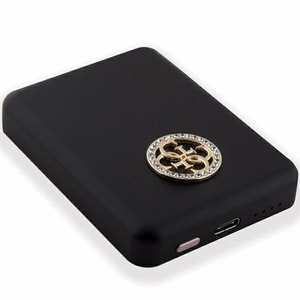 Guess MagSafe 4G Strassed Metal Logo induktio tehopankki 15W 5000mAh - musta