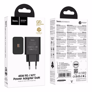 Puhelimen laturi Hoco USB C QC PD 45W N77 musta