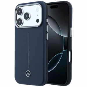 Mercedes nahka Iconic Line MagSafe suojakuori iPhone 17 Pro Max - laivastonsininen