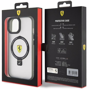 Ferrari Ring Stand 2023 Collection MagSafe suojakuori iPhone 15 Plus / 14 Pluslle - musta