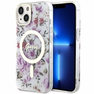 Guess GUHMP14SHCFWST iPhone 14 6,1 läpinäkyvä suojakuori Magsafe IML Flower