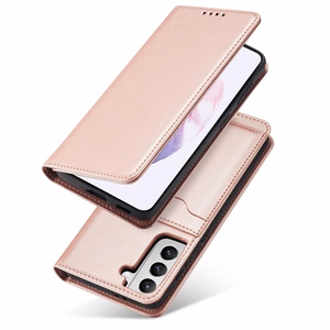 Magneettikorttikotelo Samsung Galaxy S22 + (S22 Plus) Kotelo Lompakko Kortinhaltija Vaaleanpunainen