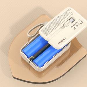 Dudao K14 10000mAh tehopankki USB-C / Lightning-kaapeleilla - beige