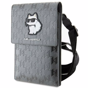 KARL LAGERFELD yleislaukku puhelimelle KLWBSAKHPCG (Saffiano Mono Choupette) hopeinen