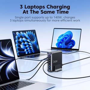 Tech-Protect DC240W-GaN latausasema 6 porttia 4 x USB-C 2 x USB-A 240W QC3.0 - musta