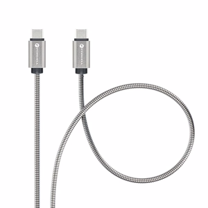 Kaapeli USB C - USB C Forcell F-Energy QC4.0 PD 3A 60W Metal 1 m C237 hopeinen