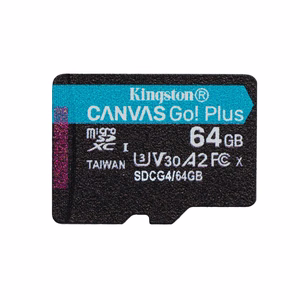 Kingston muistikortti 64GB microSDXC Canvas Go Plus Gen4 200R A2 U3 Single Pack w/o ADP