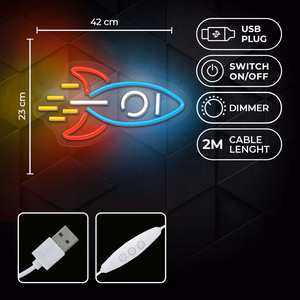 Neon PLEXI LED ROCKET moniväri NNE18 Neolia