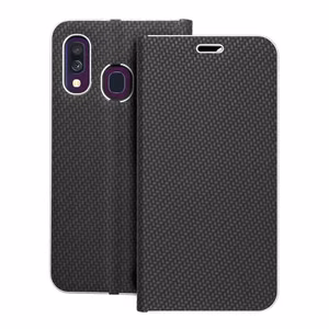 LUNA Book Carbon puhelinkotelo SAMSUNG A40 musta
