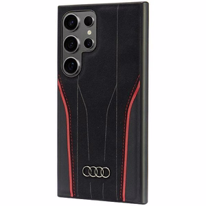 Audi Aito Nahka MagSafe S24 Ultra S928 Musta-Punainen Kova Suojakuori AU-TPUPCS24U-R8/D3-RD
