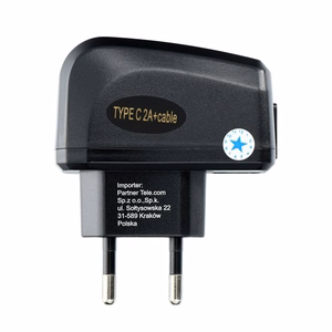 Puhelinlaturi Blue Star Lite USB A 2A 10W + kaapeli USB A - USB C TFK-TC-1095B musta