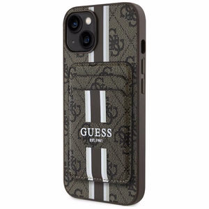 Guess 4G Stripes suojakuori MagSafe-lompakolla iPhone 15:lle - ruskea