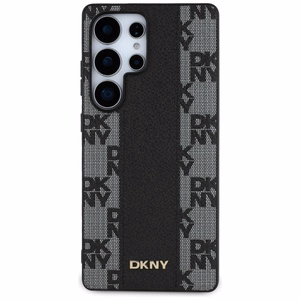 DKNY Nahkainen Checkered Pattern MagSafe Suojakuori Samsung Galaxy S25 Ultra:lle - musta
