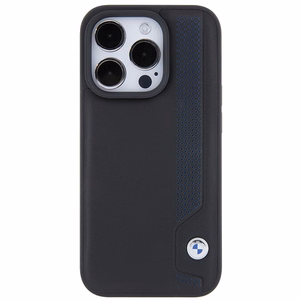 BMW Nahkainen Blue Dots iPhone 15 Pro Max Suojakuori - musta