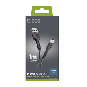 SBS LTHL200 USB-A - Micro-USB Kaapeli 1m - musta