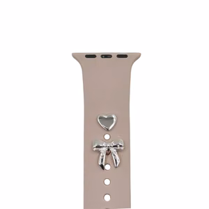 Pin Charms -setti kellon rannekkeisiin rusetti hopea
