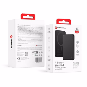 Forcell F-Energy Slim F5K9 -varavirtalähde, MagSafe-yhteensopiva, 5000 mAh, 15 W, QC 4.0, PD 3.0, musta