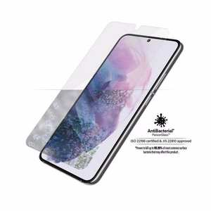 PanzerGlass E2E Microfracture antibakteerinen suojalasi Samsung Galaxy S22 - mustalla kehyksellä