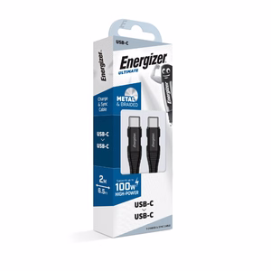 Energizer Ultimate C541CKBK USB-C–USB-C-lataus- ja datakaapeli, 2 m, 100 W, musta