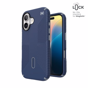Speck Presidio2 Grip -suojakuori MagSafe- ja ClickLock-tuella iPhone 16:lle, Coastal Blue/Dust Grey