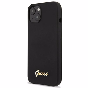 Guess GUHMP13MLSLMGBK iPhone 13 6.1" musta/musta kovakotelo Silikoni Script Gold Logo Magsafe