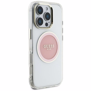 Guess IML Metal Colored Circle Classic Logo MagSafe Suojakuori iPhone 16 Pro Max:lle - vaaleanpunainen