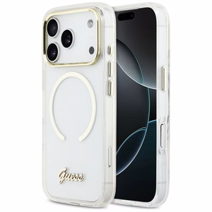 Guess IML Script Metal MagSafe Suojakuori iPhone 17 Pro:lle - Kirkas