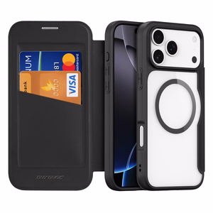 Dux Ducis Skin X Pro Suojakuori iPhone 17 Pro Max:lle Lompakolla, MagSafe-yhteensopiva - Musta