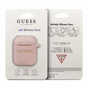 Guess GUACCSILGLLP AirPods suojakuori vaaleanpunainen / vaaleanpunainen Silikoni Glitteri
