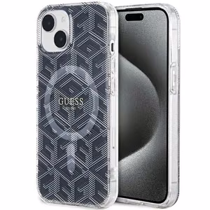 Guess IML GCube MagSafe Suojakuori iPhone 15 Plus:lle - musta