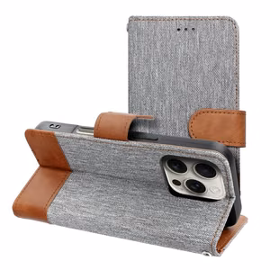 Läppäsuojakuori iPhone 16 PLUS -lle Jeans Book harmaa