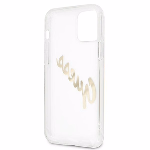 Guess GUHCP12MKTRSVGO iPhone 12/12 Pro 6.1" läpinäkyvä kovakotelo Vintage Script Kultaa