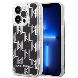 Karl Lagerfeld KLHCP14XLMNMK iPhone 14 Pro Max 6.7 kovakuori musta / musta Liquid Glitter Monogram
