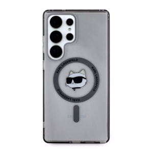 Karl Lagerfeld Button Choupette Head Printed Logo MagSafe Suojakuori Samsung Galaxy S25 Ultra Musta