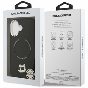 Karl Lagerfeld Choupette Pin MagSafe Suojakuori iPhone 17:lle - Musta