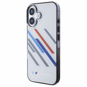 BMW Motosport IML Random Stripes Suojakuori iPhone 16:lle - harmaa