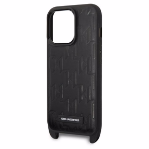 Karl Lagerfeld KLHCP14LSTMMK iPhone 14 Pro 6.1" kovakuori musta/musta Monogram Plaque Logo hihna