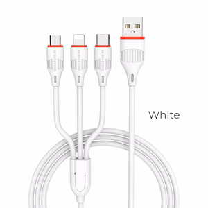 USB-kaapeli Borofone BX17 3-in-1 MicroUSB-Lightning-Type-C valkoinen