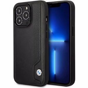 BMW BMHCP14L22RBDK Suojakuori iPhone 14 Pro 6.1" musta/musta kovakuori Nahkainen Blue Dots